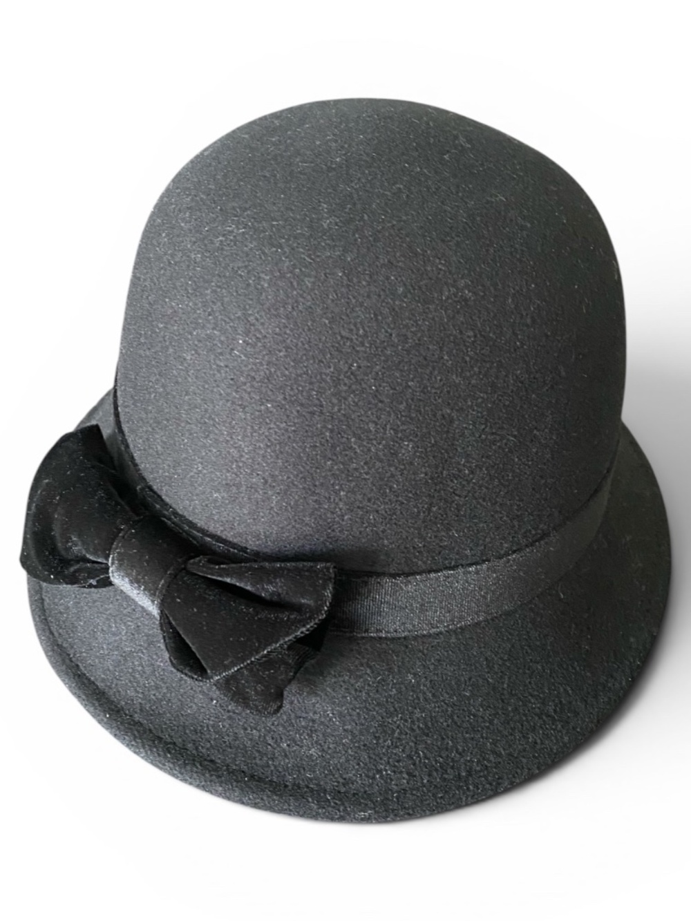 Black Felt Cloche Hat